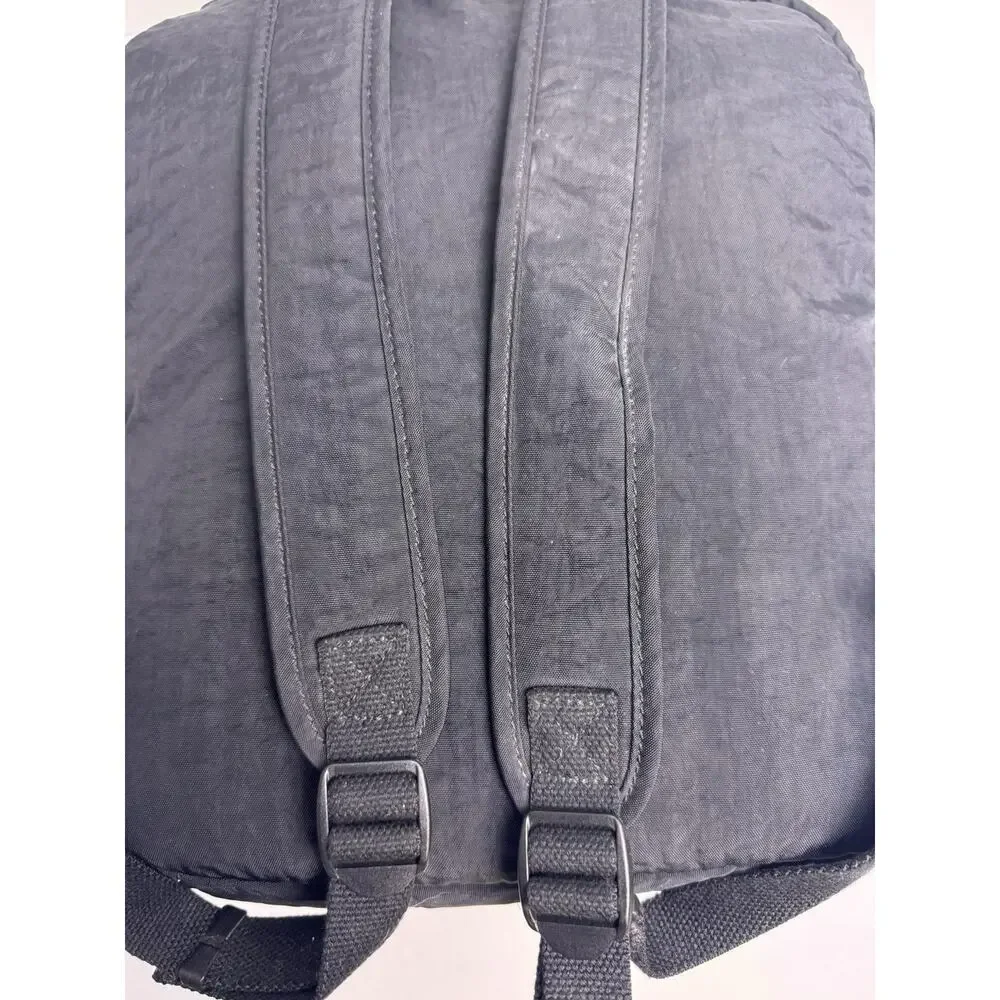 Kipling Seoul Backpack Black Tonal Nylon Laptop Bag w/ Monkey Keychain